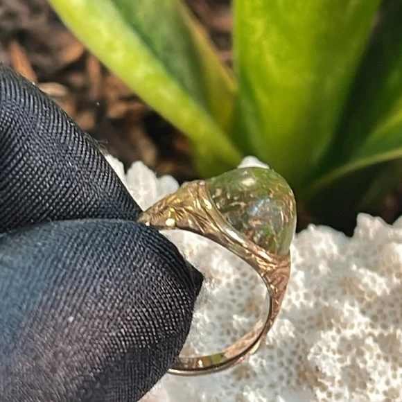 10k Rose Gold Connemara Marble cabochon Ring